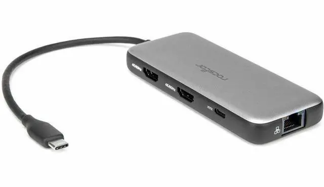 Alt view image 9 of 9 - Rocstor Premium USB-C 8-in-1 Dual HDMI Display Portable Dock Multiport Adapter - for Notebook/Desktop PC/Tablet/Monitor - Charging Capability - Memory Card Reader - SD, microSD - USB Type C - 2 Displa