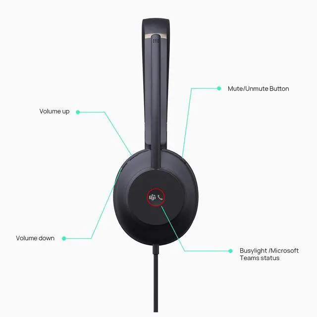 Alt view image 12 of 15 - Yealink 1308103 UH37 Mono Teams USB Headset with Microphone for PC Laptop Noise Cancelling , VoIP Skype MS Teams Online