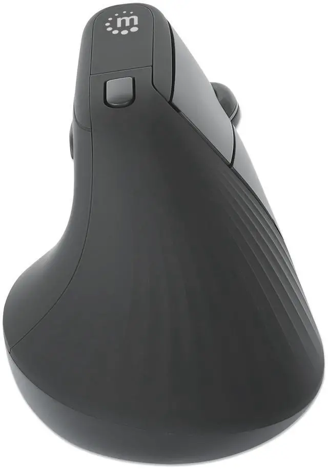 Alt view image 14 of 14 - Manhattan Vertical Ergonomic Wireless USB Mouse - Optical - Wireless - 32.81 ft - Radio Frequency - 2.40 GHz - Black - USB Type A - 1600 dpi - Scroll Wheel - 6 Button(s) - Right-handed - 1 x AA Batter