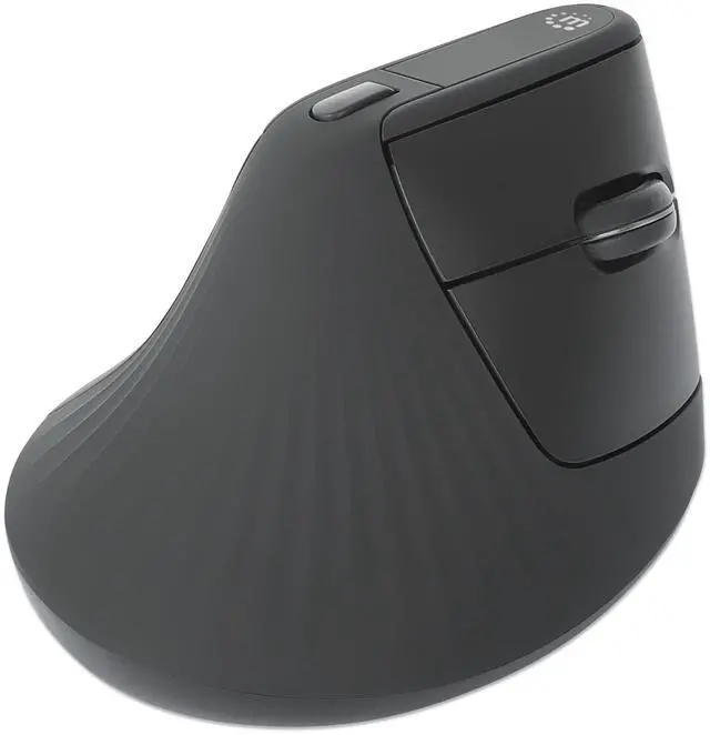 Alt view image 13 of 14 - Manhattan Vertical Ergonomic Wireless USB Mouse - Optical - Wireless - 32.81 ft - Radio Frequency - 2.40 GHz - Black - USB Type A - 1600 dpi - Scroll Wheel - 6 Button(s) - Right-handed - 1 x AA Batter