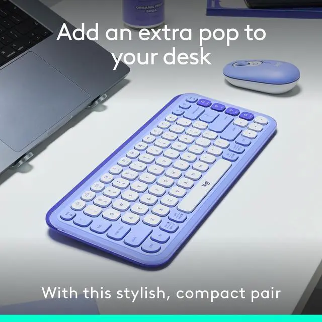Alt view image 7 of 7 - Logitech POP ICON Bluetooth Keyboard/Mouse Combo, Lilac & Off-White 920-013043