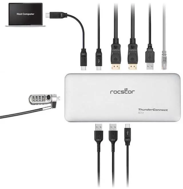 Alt view image 12 of 13 - Rocstor Premium RD14 USB4 40G Portable Dock - for Notebook/Desktop PC/Tablet/Monitor - Charging Capability - 134 W - USB4 - 2 Displays Supported - 8K @ 30Hz, 4K @ 60Hz, 4K @ 144Hz, 4K @30Hz - 7680 x 4