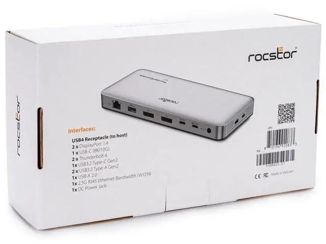 Alt view image 10 of 13 - Rocstor Premium RD14 USB4 40G Portable Dock - for Notebook/Desktop PC/Tablet/Monitor - Charging Capability - 134 W - USB4 - 2 Displays Supported - 8K @ 30Hz, 4K @ 60Hz, 4K @ 144Hz, 4K @30Hz - 7680 x 4
