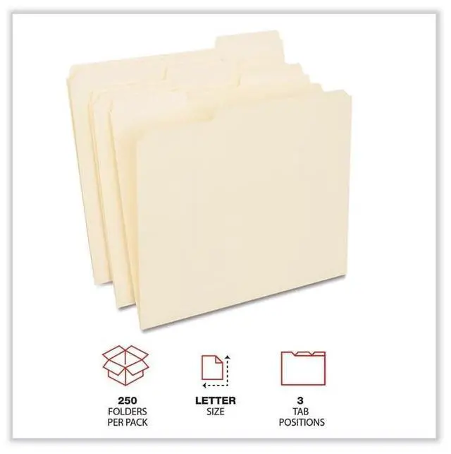 Alt view image 3 of 5 - Universal Top Tab File Folders 1/3-Cut Letter Manila 250/Carton 5508