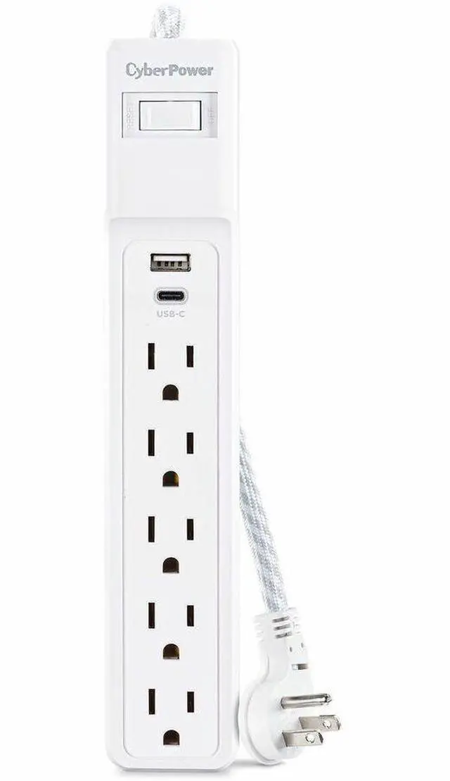 Alt view image 10 of 13 - CyberPower P504UC Home Office Surge Protector, 4ft Cord, White