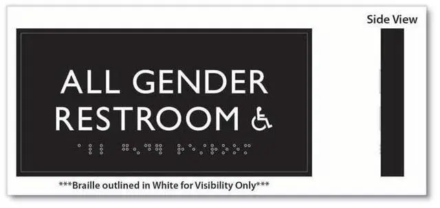 Alt view image 4 of 5 - ADA Sign All Gender Restroom Accessible Plastic 4 x 4 Clear/White 69921
