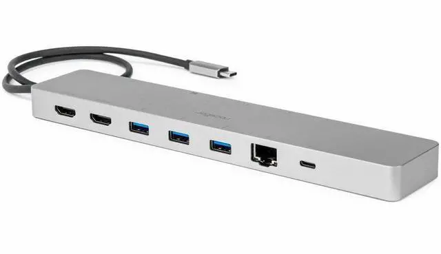 Alt view image 9 of 9 - Rocstor Premium USB-C 11-in-1 Dual Display Portable Dock - for Notebook/Desktop PC/Tablet/Monitor - Charging Capability - Memory Card Reader - SD, TransFlash - USB Type C - 2 Displays Supported - 8K @