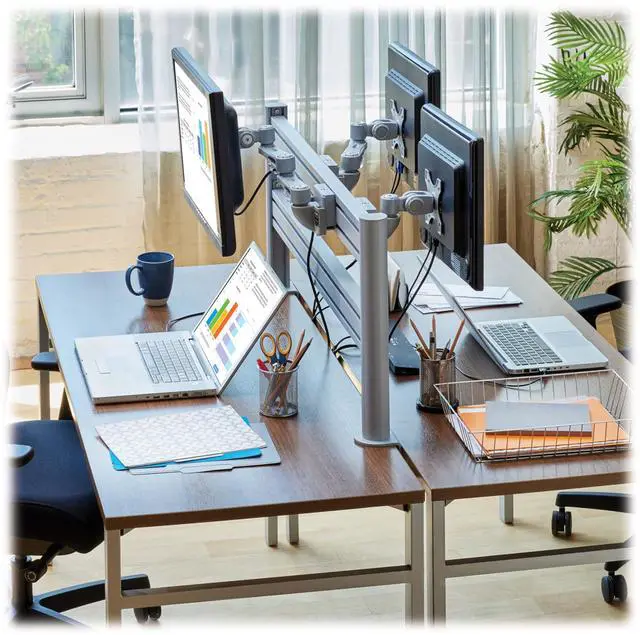 Alt view image 10 of 12 - Eaton Tripp Lite Series Dual-Extension Monitor Mount for Slat Wall System, 13" to 32" Displays, TAA (DMSW1332LTAA)