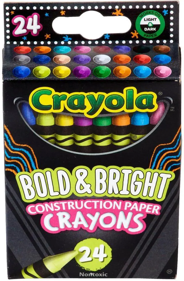 Alt view image 2 of 5 - Bold and Bright Construction Paper Crayons Regular Size 0.5" x 3.5" 24 Assorted Colors 24/Box 523463