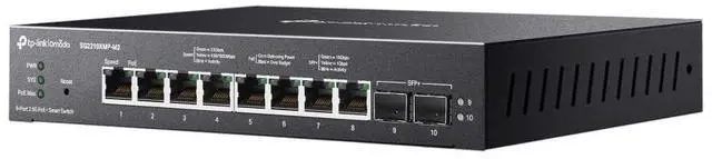 Alt view image 11 of 11 - TP-Link Omada 8-Port 2.5GBASE-T and 2-Port 10GE SFP+ Smart Switch with 8-Port PoE+ - Gigabit Ethernet, 100 Gigabit Ethernet, 2.5 Gigabit Ethernet - 100Base-T, 1000Base-T, 2500Base-T, 10GBase-X - 180.1
