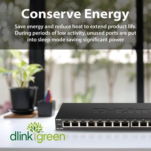 Alt view image 10 of 13 - D-Link 16-Port Gigabit Unmanaged/Plug and Play Switch | Fanless| Slim Metal Compact | Desktop - (DGS-1016S)
