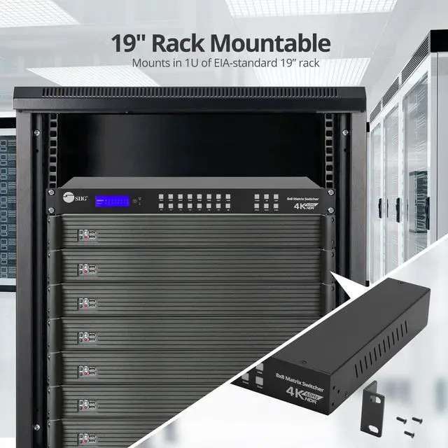 Alt view image 16 of 16 - SIIG 8x8 HDMI 4K60Hz Matrix Switcher with LCD 18Gbps Downscaling EDID Management ARC Audio Embedded/Extraction 
Bulk Pack