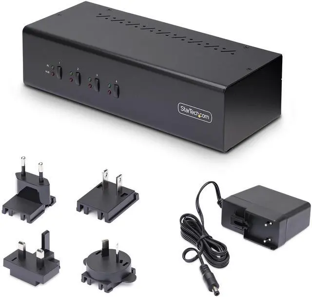Alt view image 14 of 14 - StarTech 4-Port Dual-Monitor DisplayPort KVM Switch 4K 60Hz 2x USB 5Gbps Ports Hotkey/Push-Button Switching TAA Compliant P4DD46A2KVMSWITCH