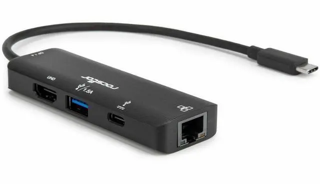 Alt view image 9 of 9 - Rocstor Premium USB Type-C 4-in-1 4K Multiport Adapter - for Desktop PC/Notebook/Tablet/Smartphone/Monitor - Charging Capability - USB Type C - 4K @ 60Hz, 4K, 4K UHD - 3840 x 2160 - 2 x USB Ports - 1