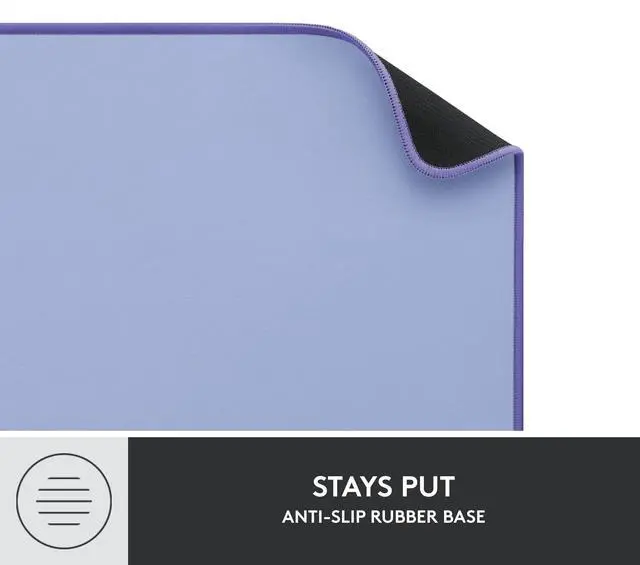 Alt view image 11 of 11 - Logitech Desk Mat - Studio Series with Anti-slip Base, Spill-resistant Durable Design, Fine Weave Material for a Friction-free Surface, Lilac - Office, Home, Mouse, Keyboard - 27.56" Length x 11.