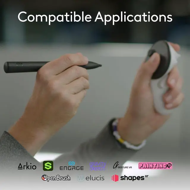 Alt view image 12 of 14 - Logitech MX Ink Mixed-Reality (MR) Stylus, wireless pen controller, high precision and pressure sensitive, for Meta Quest 2, Meta Quest 3, Meta Quest 3S - Replaceable Stylus Tip - Plastic - Black - VR