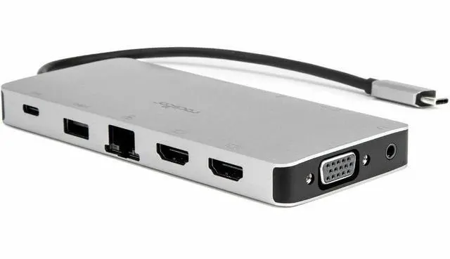 Alt view image 9 of 9 - USB-C Portable Dock Multiport Adapter 100W PD 2x HDMI 1x VGA 4x USB-A SD/TF Gigabit RJ45 3.5mm Audio Port - Premium USB C Portable Dock Multiport Adapter, 12-in-1 Hub - 2x HDMI 1x VGA, 2x USB-A, 2x US