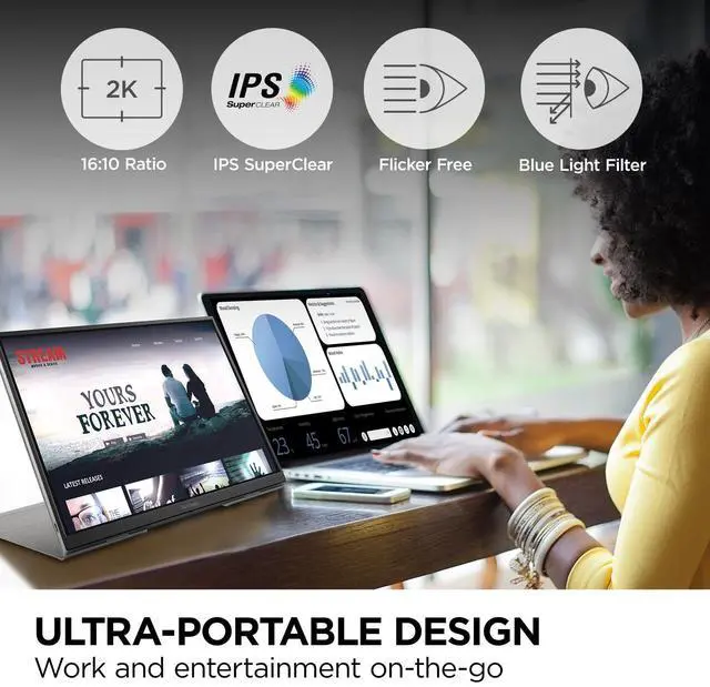 Alt view image 18 of 20 - ViewSonic VG1656-2K 16 Inch WQXGA 1600p IPS Portable Monitor with 2 Way Powered 65W USB C, and Built-in Stand with Smart Cover
