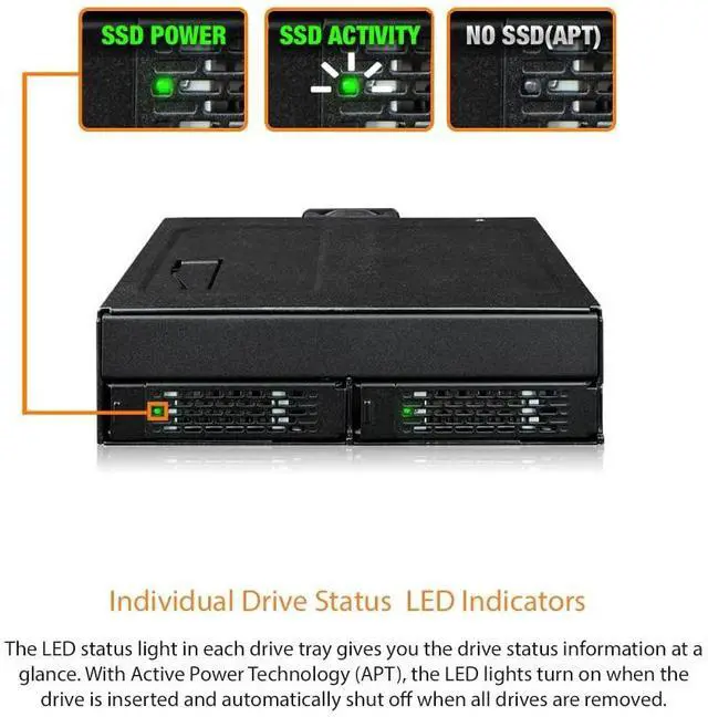 Alt view image 4 of 7 - Icy Dock ToughArmor MB105VP-B 2xU.2/U.3 PCIe 4.0 Drive Enclosure Black