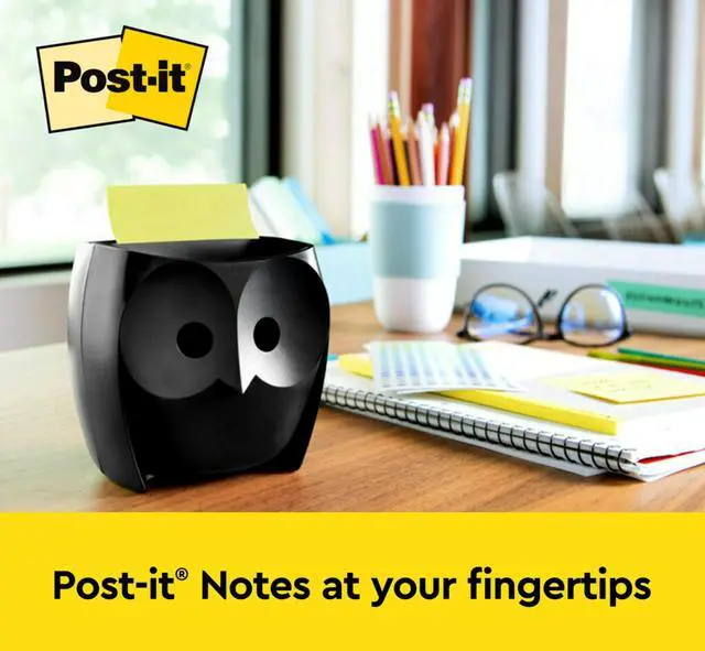 Alt view image 10 of 15 - Post-it Owl Note Dispenser, Includes 1 Pad of Post-it 3 in X 3 in Super Sticky Dispenser Pop-up Notes, 45 Sheets, OWL-330-BK