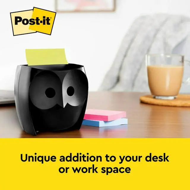 Alt view image 12 of 15 - Post-it Owl Note Dispenser, Includes 1 Pad of Post-it 3 in X 3 in Super Sticky Dispenser Pop-up Notes, 45 Sheets, OWL-330-BK