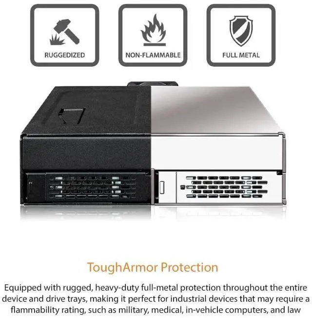 Alt view image 7 of 7 - Icy Dock ToughArmor MB105VP-B 2xU.2/U.3 PCIe 4.0 Drive Enclosure Black