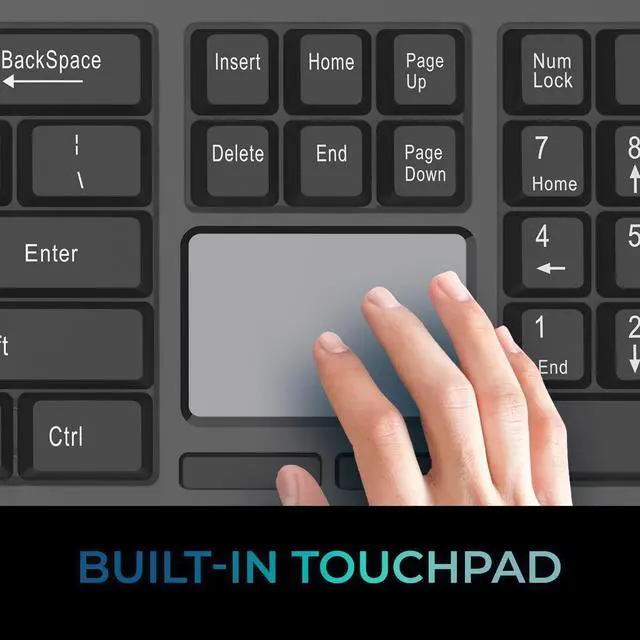 Alt view image 11 of 15 - Adesso Wireless 104 Key Full Size Keyboard with Touchpad WKB-4450UB