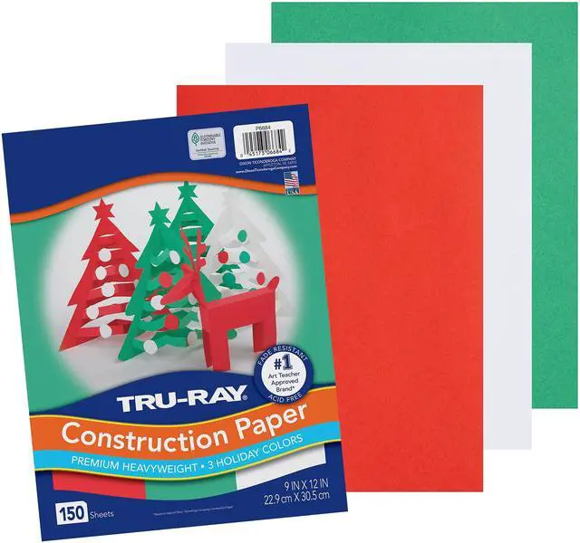 Alt view image 3 of 5 - Tru-Ray Construction Paper 70 lb Text Weight 9 x 12 Assorted Holiday Colors 150/Pack P6684