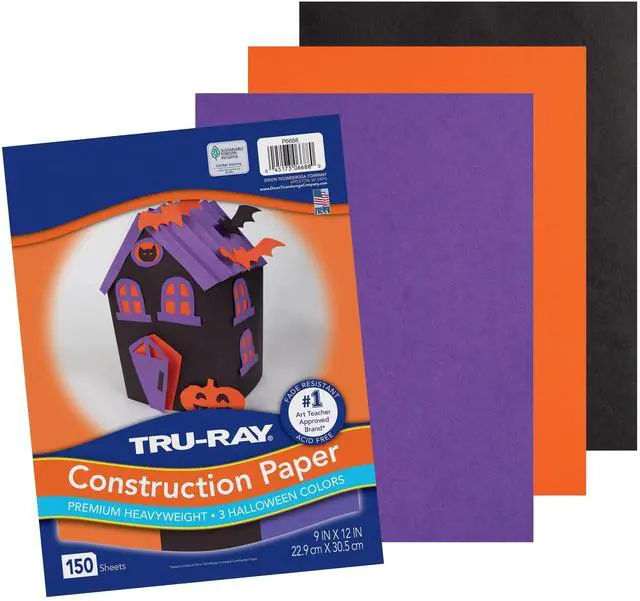 Alt view image 2 of 6 - Tru-Ray Construction Paper 70 lb Text Weight 9 x 12 Assorted Halloween Colors 150/Pack P6688