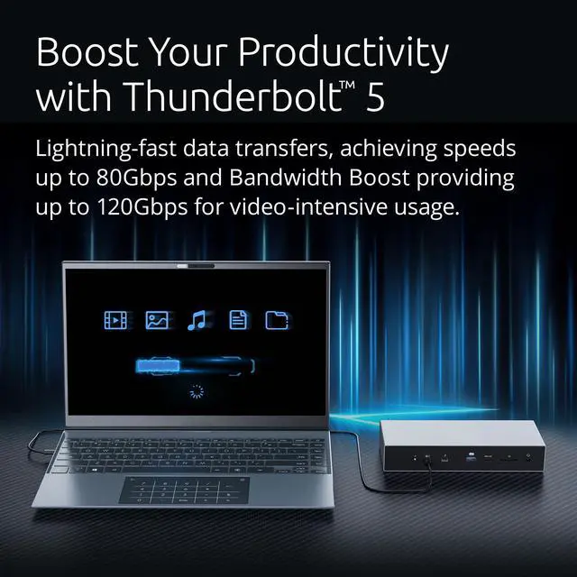 Alt view image 15 of 16 - Kensington SD5000T5 EQ Thunderbolt 5 Triple 4K Docking Station with 140W PD - Windows/macOS - for Workstation/Notebook/Monitor - Charging Capability - Memory Card Reader - SD, microSD - Thunderbolt 5