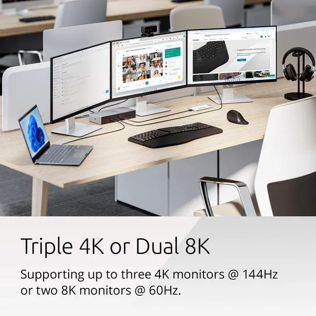 Alt view image 16 of 16 - Kensington SD5000T5 EQ Thunderbolt 5 Triple 4K Docking Station with 140W PD - Windows/macOS - for Workstation/Notebook/Monitor - Charging Capability - Memory Card Reader - SD, microSD - Thunderbolt 5