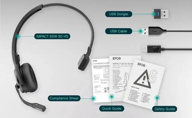 Alt view image 16 of 16 - EPOS Sennheiser SDW 30 HS 1000632 Monaural On-Ear DECT Wireless Headset, Black