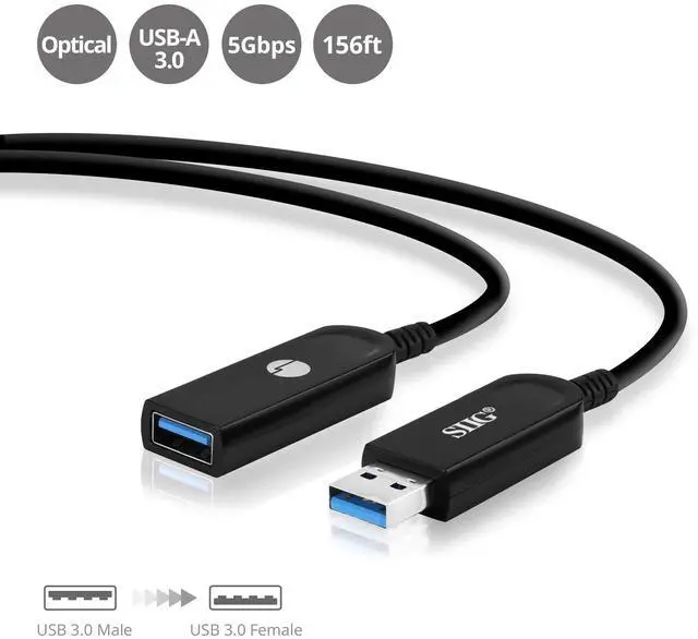 Alt view image 17 of 20 - SIIG USB 3.0 AOC Male to Female Active Cable 50M CBUS0V11S1