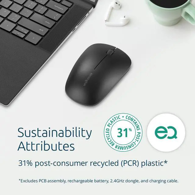 Alt view image 9 of 13 - Kensington MY230 EQ Rechargeable Mouse - Wireless - Midsize - Mid Size Mouse - Wireless - Bluetooth/Radio Frequency - 2.40 GHz - Rechargeable - USB Type A - Scroll Wheel - 3 Button(s) - Symmetrical