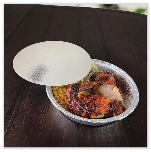 Alt view image 3 of 5 - Round Aluminum To-Go Containers with Lid 48 oz 9" Diameter x 1.66" h Silver 200/Carton BWKROUND9COMBO