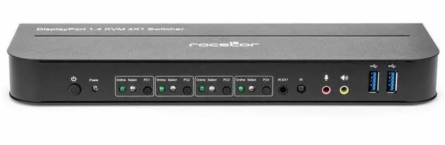 Alt view image 9 of 9 - Rocstor SolidKVM SK04 DisplayPort 1.4 and USB 3.0 4?1 KVM Switch - 4 Computer(s) - 1 Local User(s) - 4K - 4096 x 2160 - 8 x USB - USB 2.0HDMI - 5 x DisplayPort