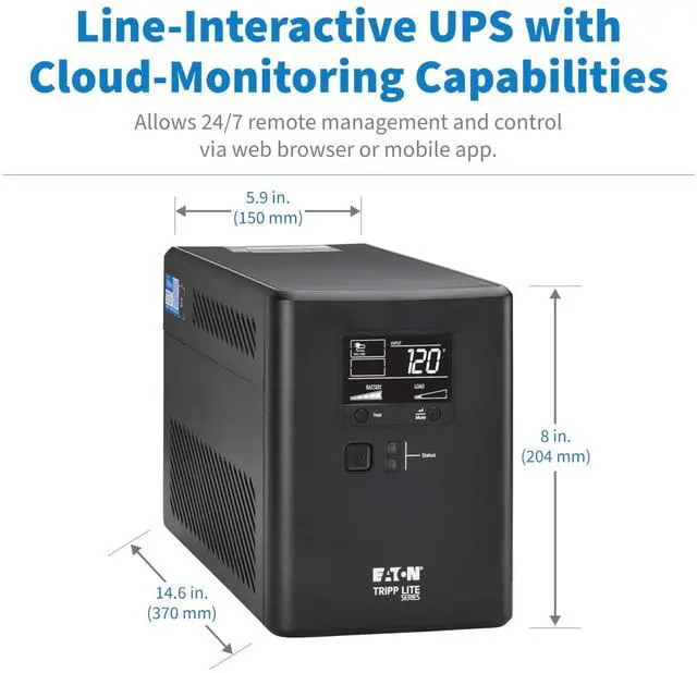 Alt view image 11 of 14 - Tripp Lite SmartPro LCD 120V 1000VA 500W Line-Interactive UPS SMART1000LCDTNC