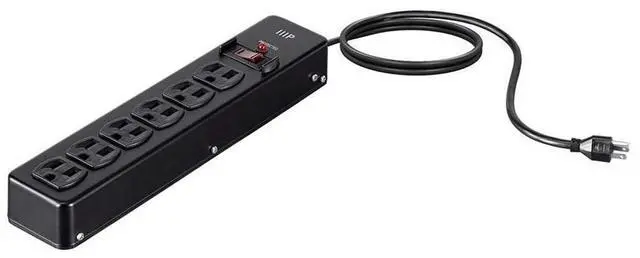Alt view image 7 of 12 - Monoprice Heavy Duty 6 Outlet Metal Surge Power Strip - Black With 6 Feet Cord | 540 Joules