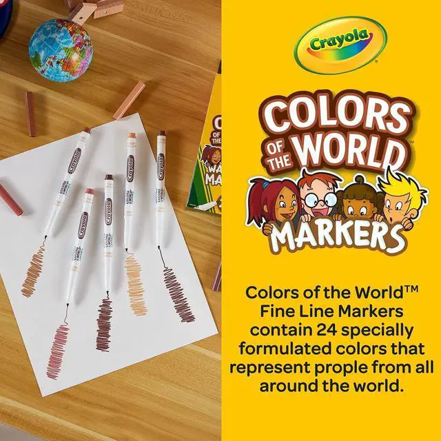 Alt view image 6 of 7 - Crayola Colors of the World Washable Markers Fine Bullet Tip 24 Pack 587810