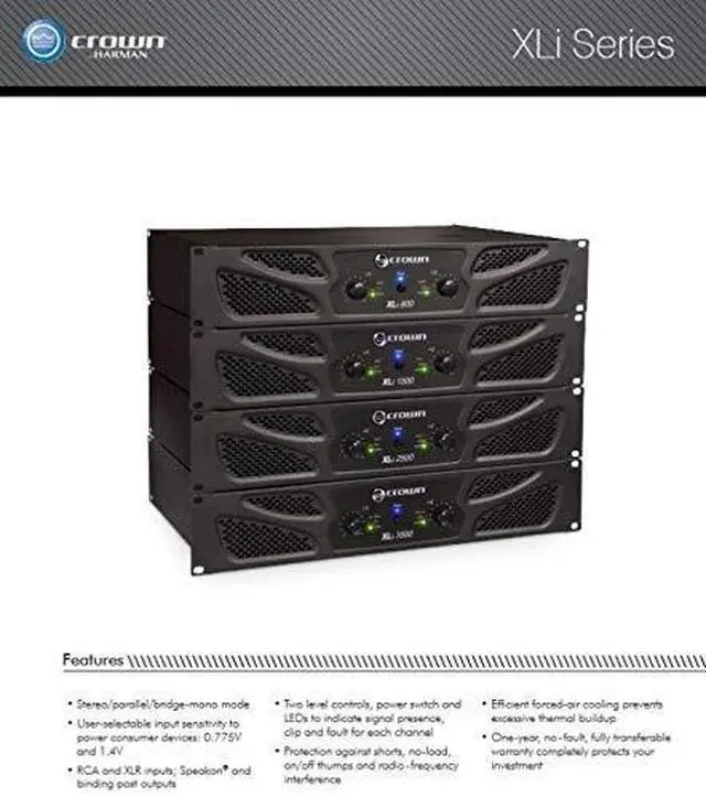 Alt view image 11 of 11 - Crown 1500 Amplifier 450W RMS 2 Channel Dark Gray NXLI15000US