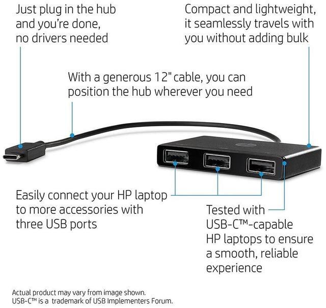 Alt view image 10 of 14 - HP Z6A00AA Usb-C To Usb-A - Hub - 3 X Superspeed Usb 3.0 - Desktop - For Elitebook 10Xx G1, Elitebook X360, Elitedesk 800 G4, Eliteone 1000 G2, Prodesk 400 G5