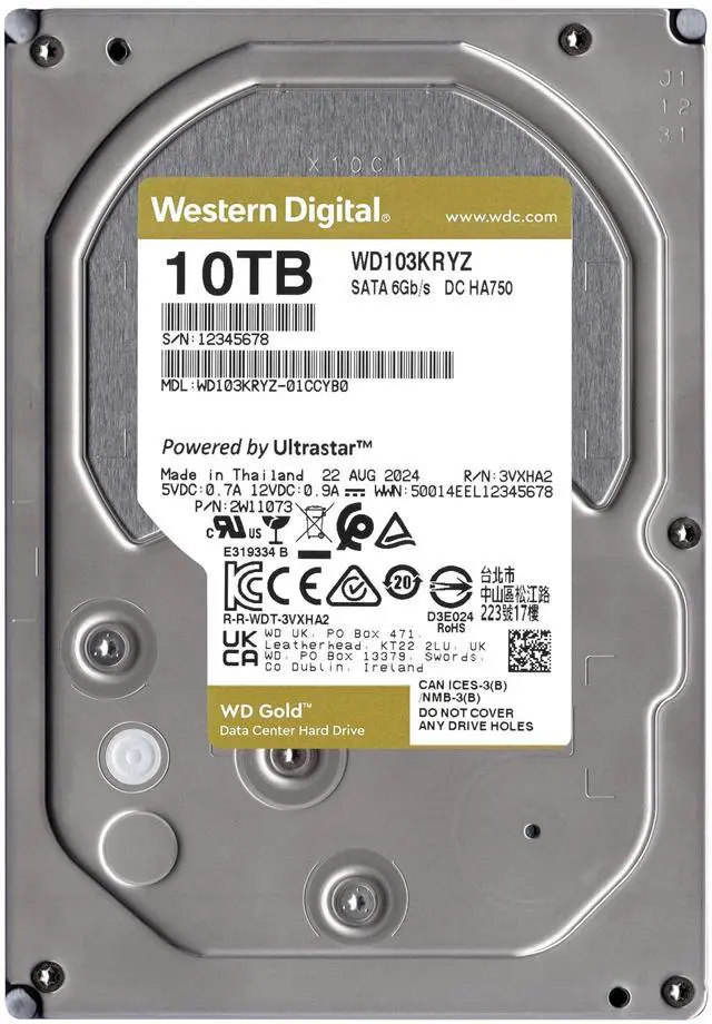 Alt view image 3 of 8 - WD Gold 10 TB Hard Drive - 3.5" Internal - SATA (SATA/600) - 7200rpm WD103KRYZ