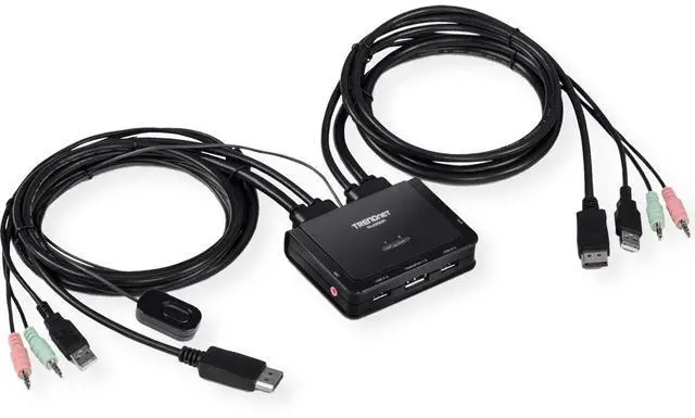Alt view image 14 of 19 - TRENDnet 2-Port 4K DisplayPort 1.2 KVM Switch with Audio, 4K UHD (3840 x 2160@60Hz), 3.5mm Speaker/Microphone, USB 2.0, Integrated Cables, Black, TK-220DPI - 2 Computer(s) - 1 Local User(s) - 3840 x 2
