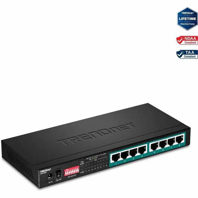 Alt view image 12 of 20 - TRENDnet 8-Port Gigabit Long Range Poe+ Switch, TPE-LG80,65W Poe Budget, Ethernet/Network Switch, Long-Range Poe+ Extends Range Up to 200M (656 ft.), 16 Gbps Switching Capacity, Lifetime Protection