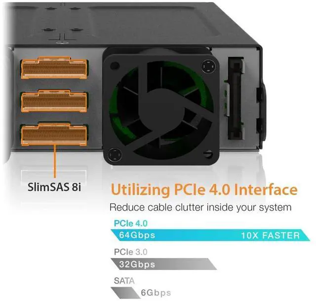 Alt view image 19 of 20 - Icy Dock ToughArmor 6-Bay 2.5" U.2/U.3 NVMe SSD PCIe 4.0 Mobile Rack Enclosure