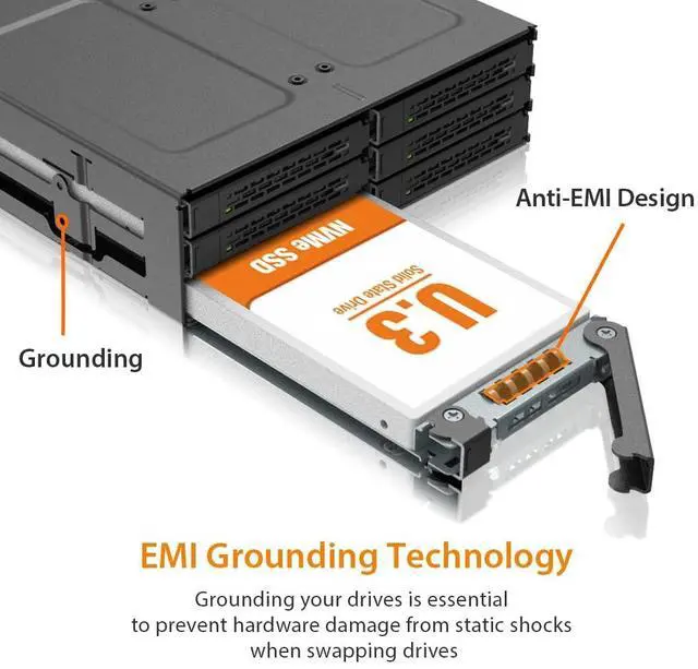 Alt view image 6 of 7 - Icy Dock ToughArmor 6-Bay 2.5" U.2/U.3 NVMe SSD PCIe 4.0 Mobile Rack Enclosure