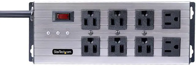 Alt view image 3 of 7 - StarTech 8-Outlet Industrial Power Strip 125V/15A EMI/RFI Isolation Surge Protection Mountable PDU 12ft NEMA 5-15P Cord UL Listed 8N515S12POWERSTRIP