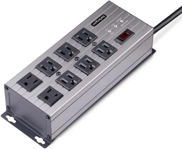Alt view image 2 of 7 - StarTech 8-Outlet Industrial Power Strip 125V/15A EMI/RFI Isolation Surge Protection Mountable PDU 12ft NEMA 5-15P Cord UL Listed 8N515S12POWERSTRIP