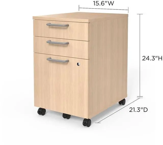 Alt view image 4 of 6 - Union & Scale Essentials 3-Drawer Mobile Vertical File Cabinet, Natural