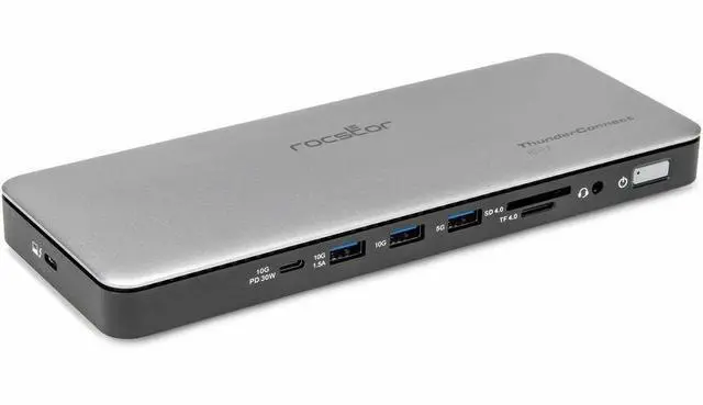 Alt view image 8 of 8 - Rocstor ThunderConnect RD12 Thunderbolt 4 Multi-Display Docking Station - Locking Slots - for Desktop PC/Notebook/Mobile Workstation/Headset/Keyboard/Mouse - Charging Capability - Memory Card Reader -